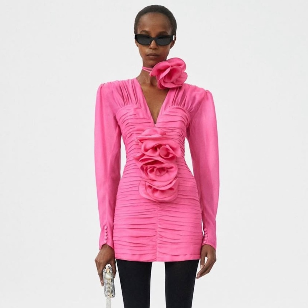 MAGDA BUTRYM
Appliquéd pintucked silk-organza mini dress
